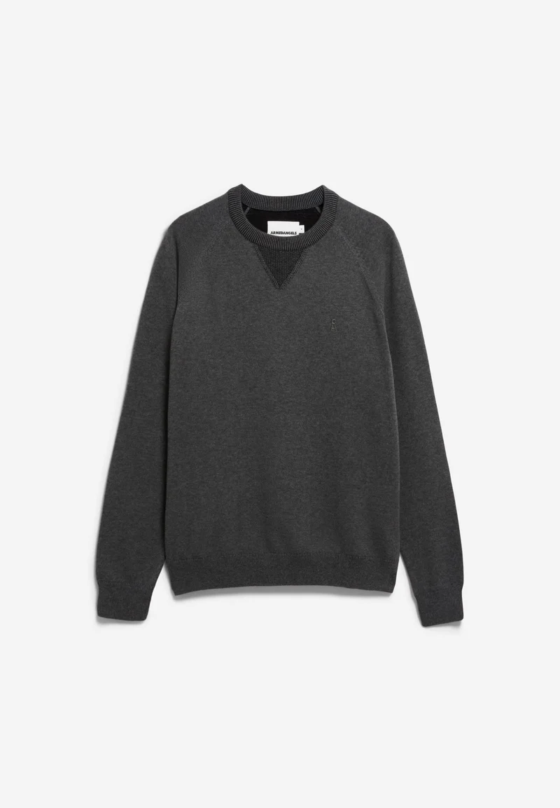 BAUMWOLL-STRICKPULLOVER | mid silver melange-black