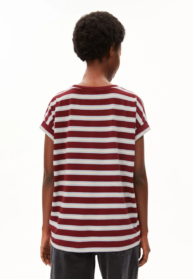IDAARA GESTREIFTES T-SHIRT | velvet red-soft blue-undyed