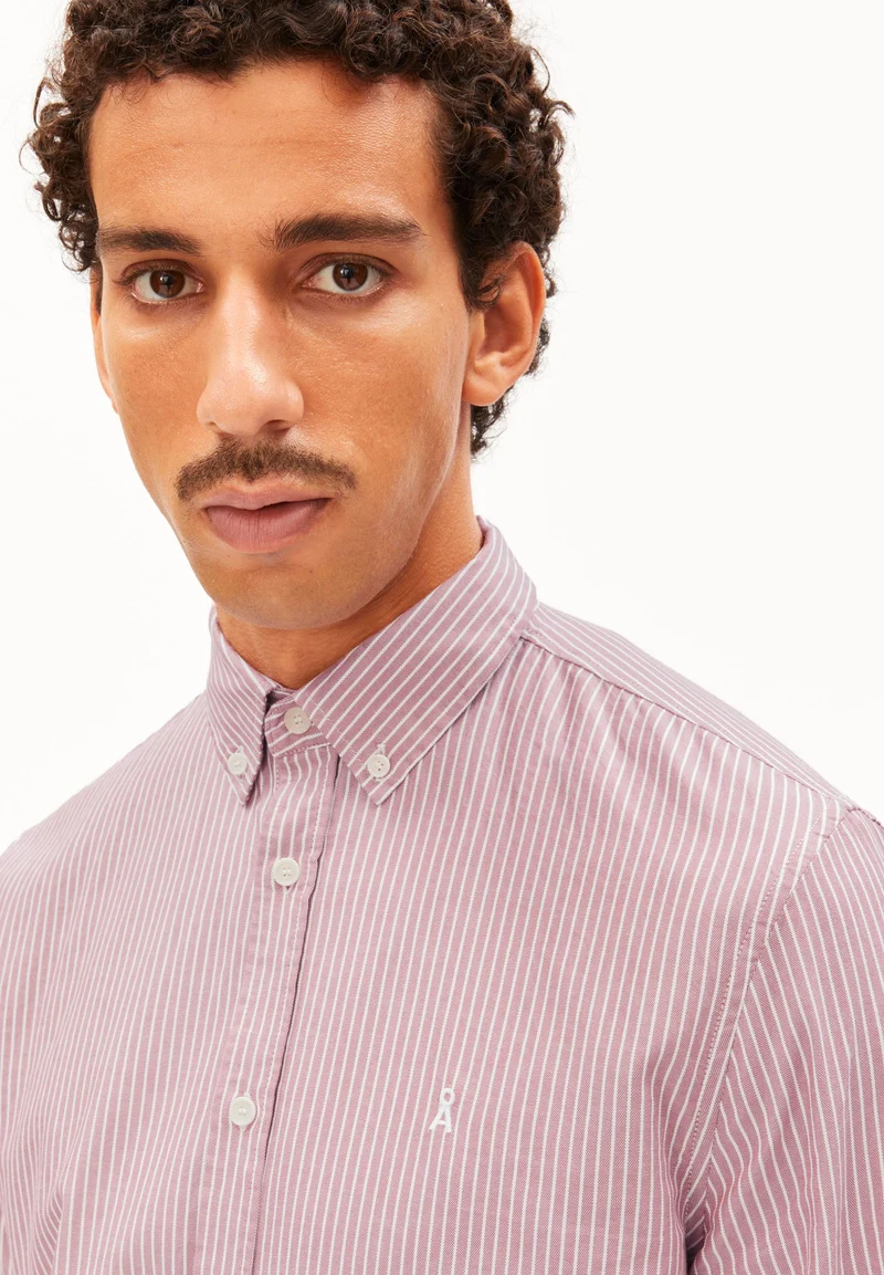 QUAASA GESTREIFTES LANGARMHEMD | velvet red