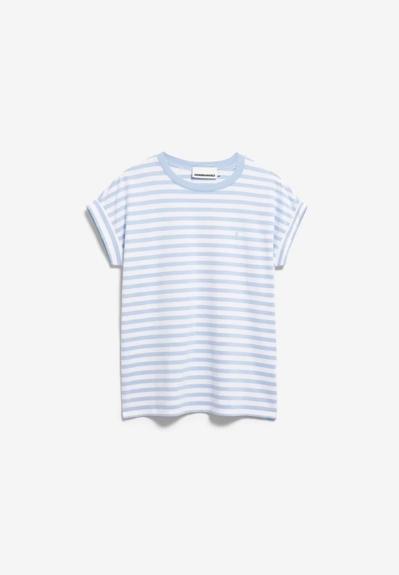 IDAARA GESTREIFTES T-SHIRT | white-soft blue