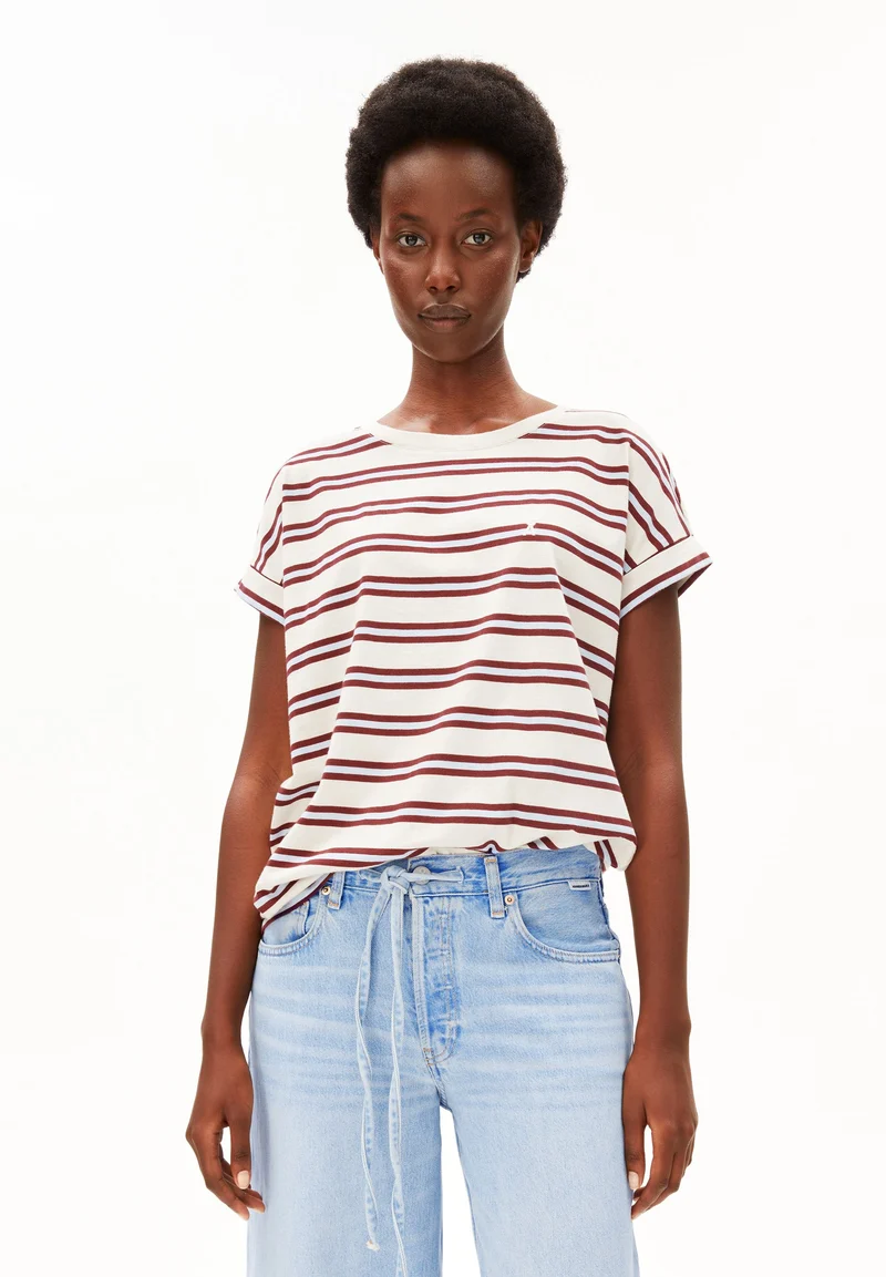 IDAARA GESTREIFTES T-SHIRT | undyed-velvet red-soft blue
