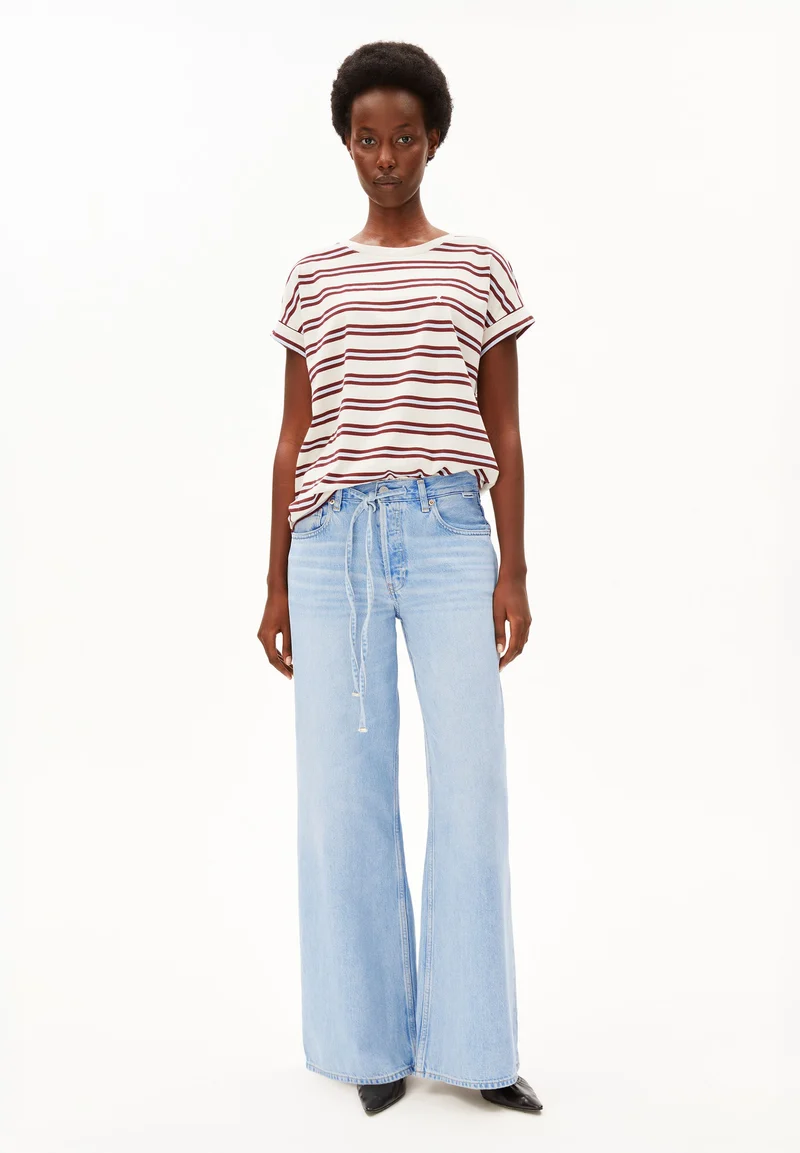 IDAARA GESTREIFTES T-SHIRT | undyed-velvet red-soft blue