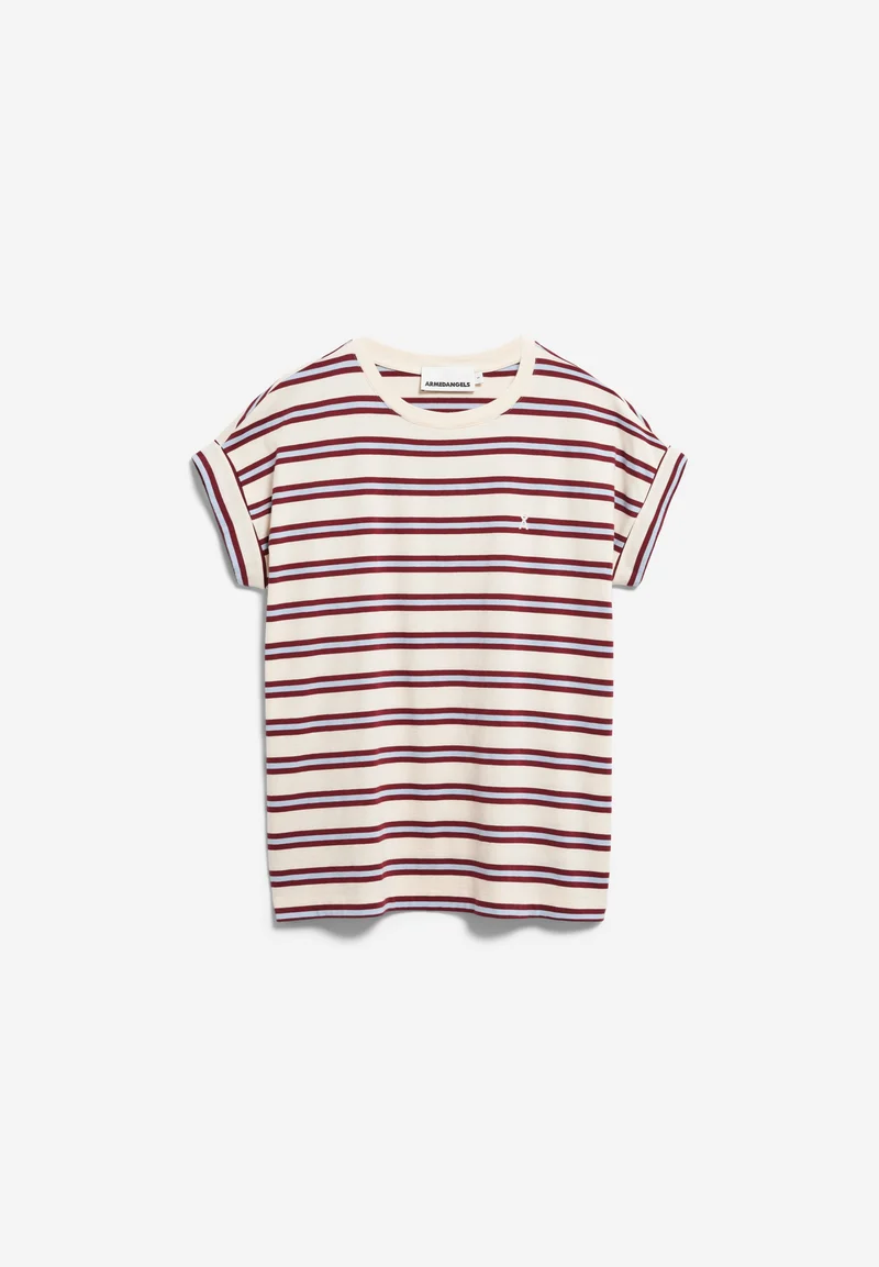 IDAARA GESTREIFTES T-SHIRT | undyed-velvet red-soft blue