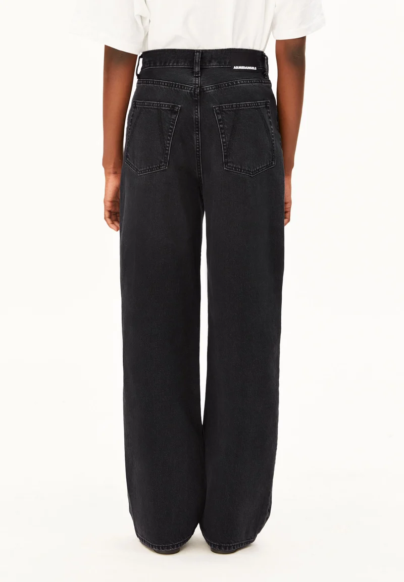 ENIJAA HIGH WAIST WIDE JEANS | ebony black