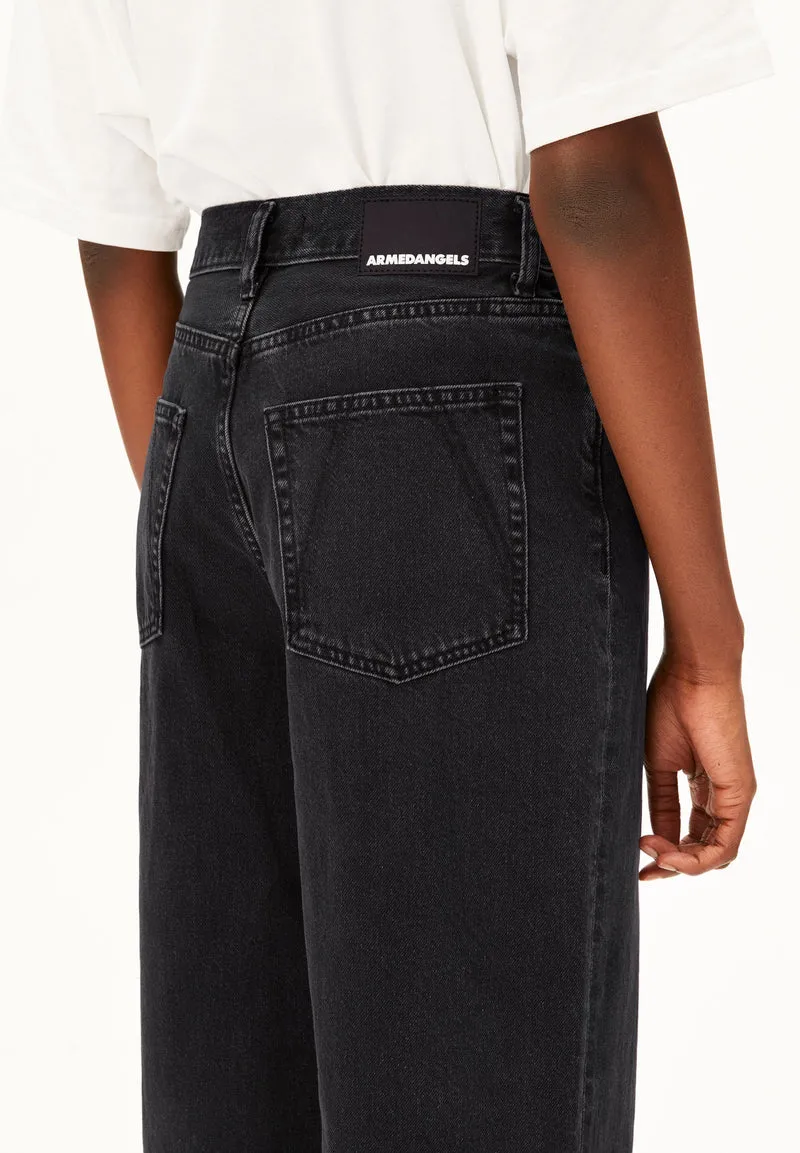 ENIJAA HIGH WAIST WIDE JEANS | ebony black