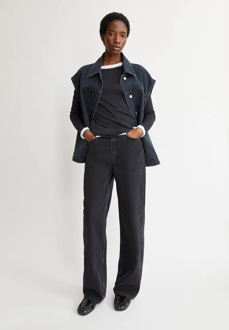 ENIJAA HIGH WAIST WIDE JEANS | ebony black
