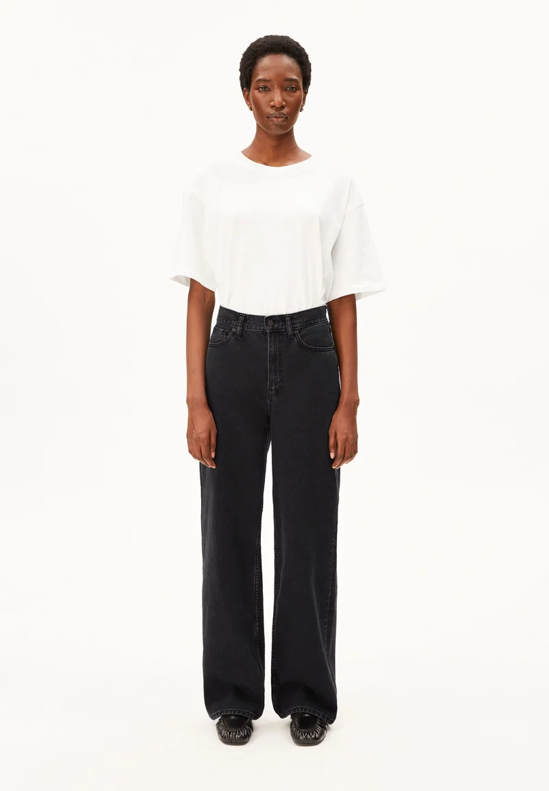 ENIJAA HIGH WAIST WIDE JEANS | ebony black