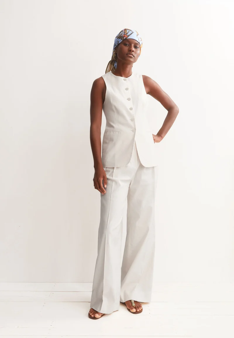LANGE LEINEN-MIX WESTE | undyed