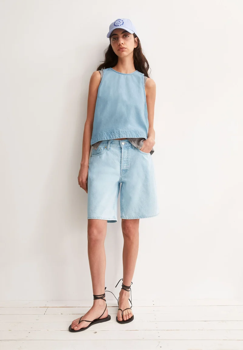 THAALINA MID WAIST JEANS-SHORTS | barrea
