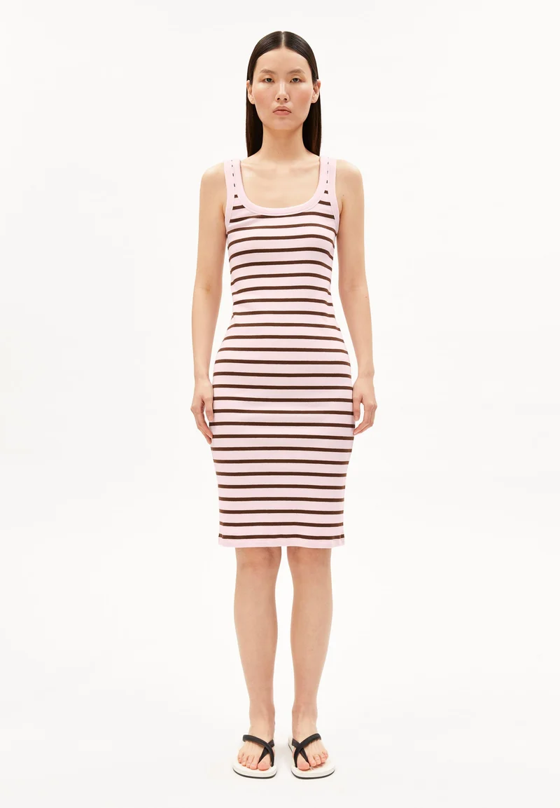 GESTREIFTES TANKTOP RIPP-KLEID | pink mist-dried palm