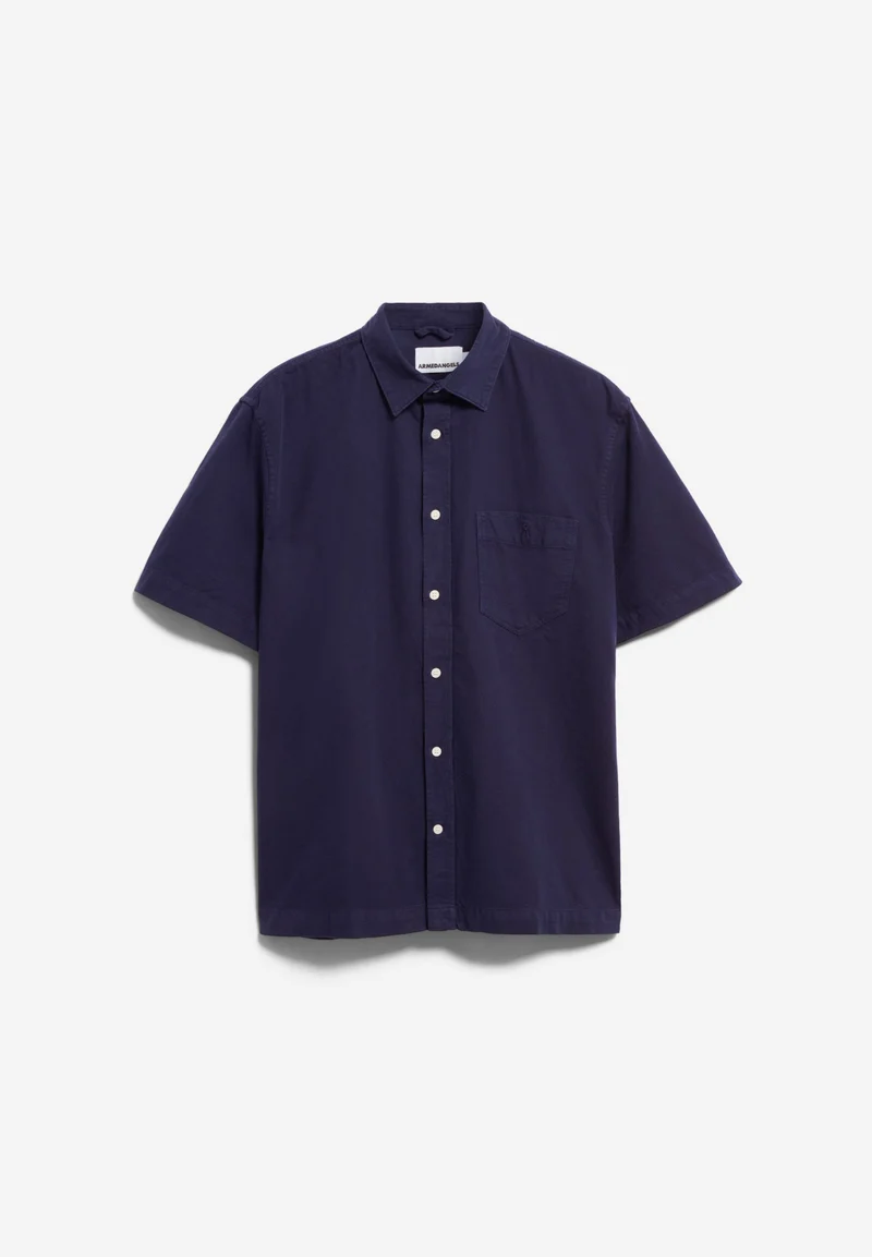 BAUMWOLL-LEINEN KURZARMHEMD | tinted navy