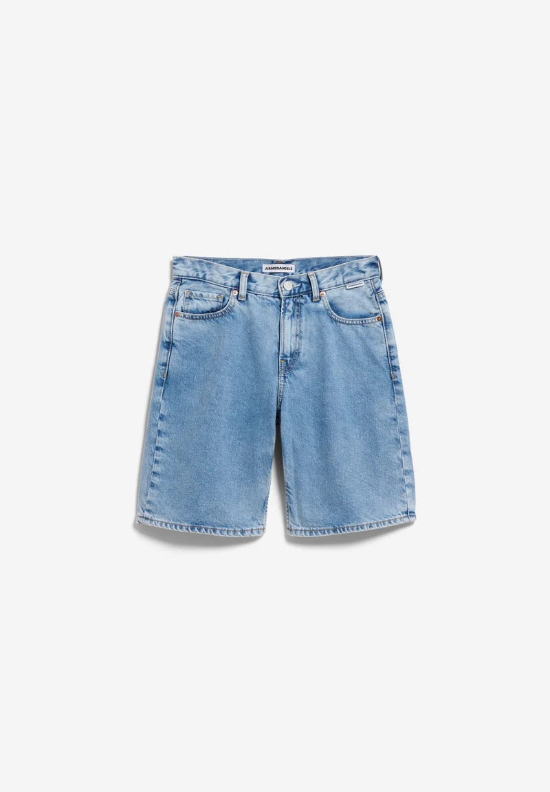 THALINAA MID WAIST JEANS-SHORTS | fresh blue