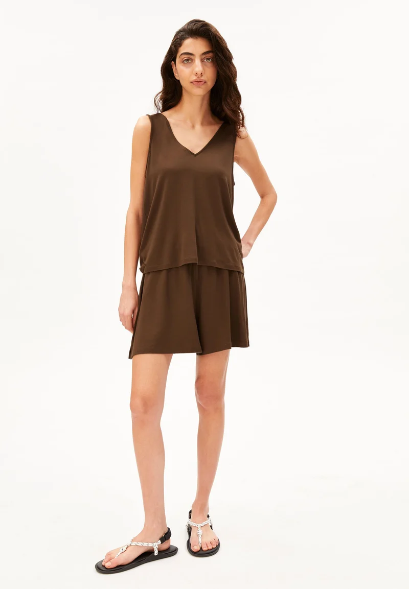 V-AUSSCHNITT JERSEY-TOP | dried palm