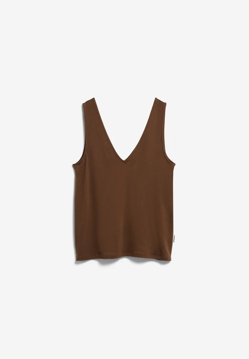 V-AUSSCHNITT JERSEY-TOP | dried palm