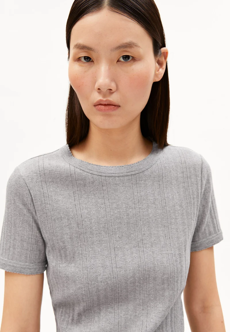 POINTELLE T-SHIRT | silver melange