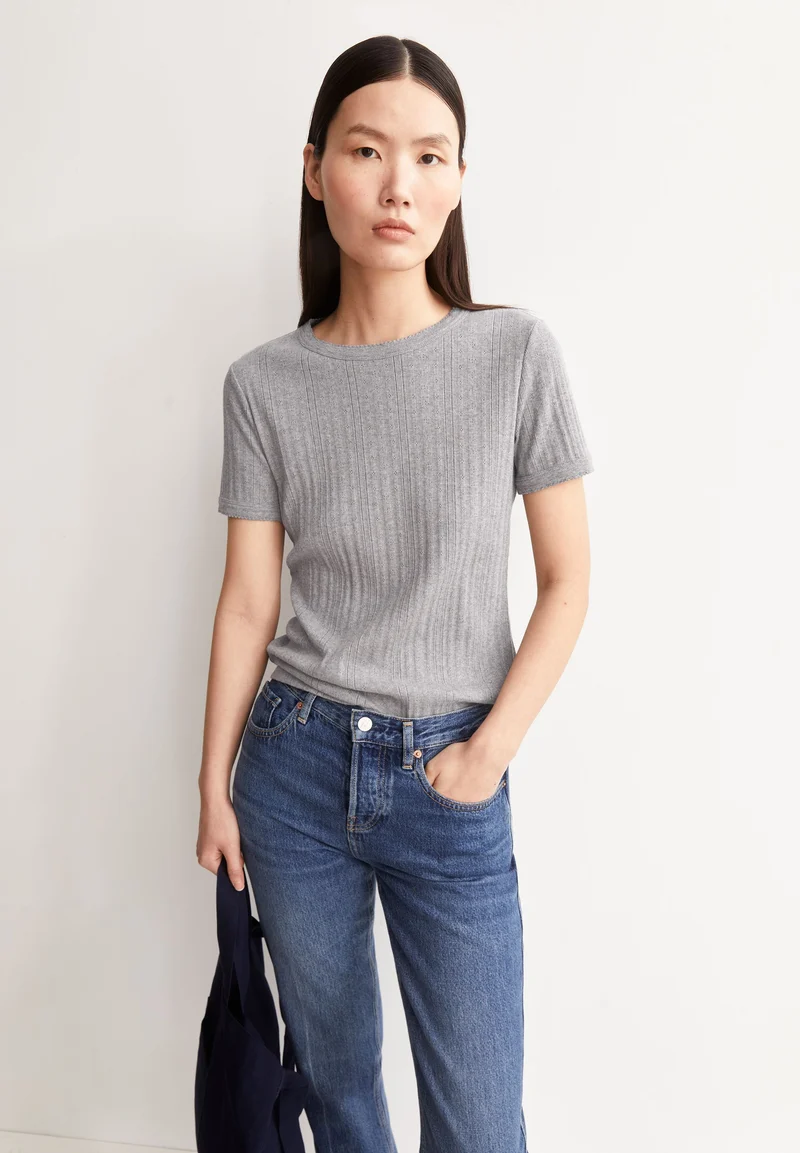 POINTELLE T-SHIRT | silver melange