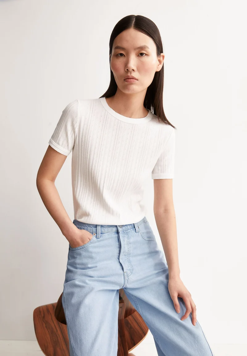 POINTELLE T-SHIRT | white