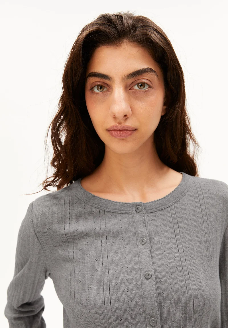 POINTELLE CARDIGAN | silver melange