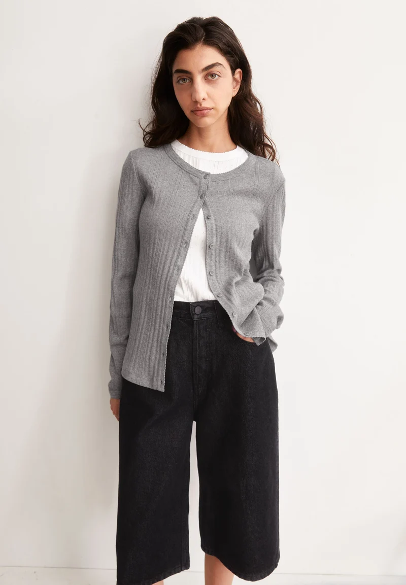 POINTELLE CARDIGAN | silver melange
