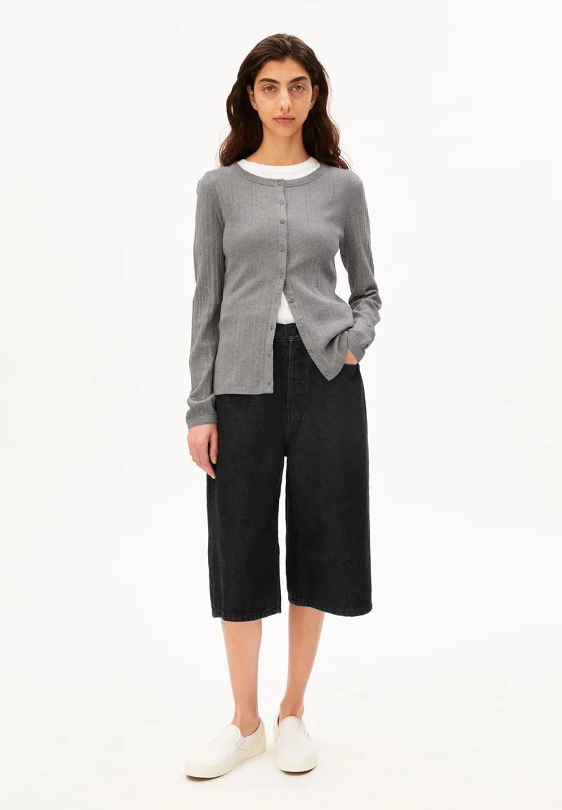 POINTELLE CARDIGAN | silver melange