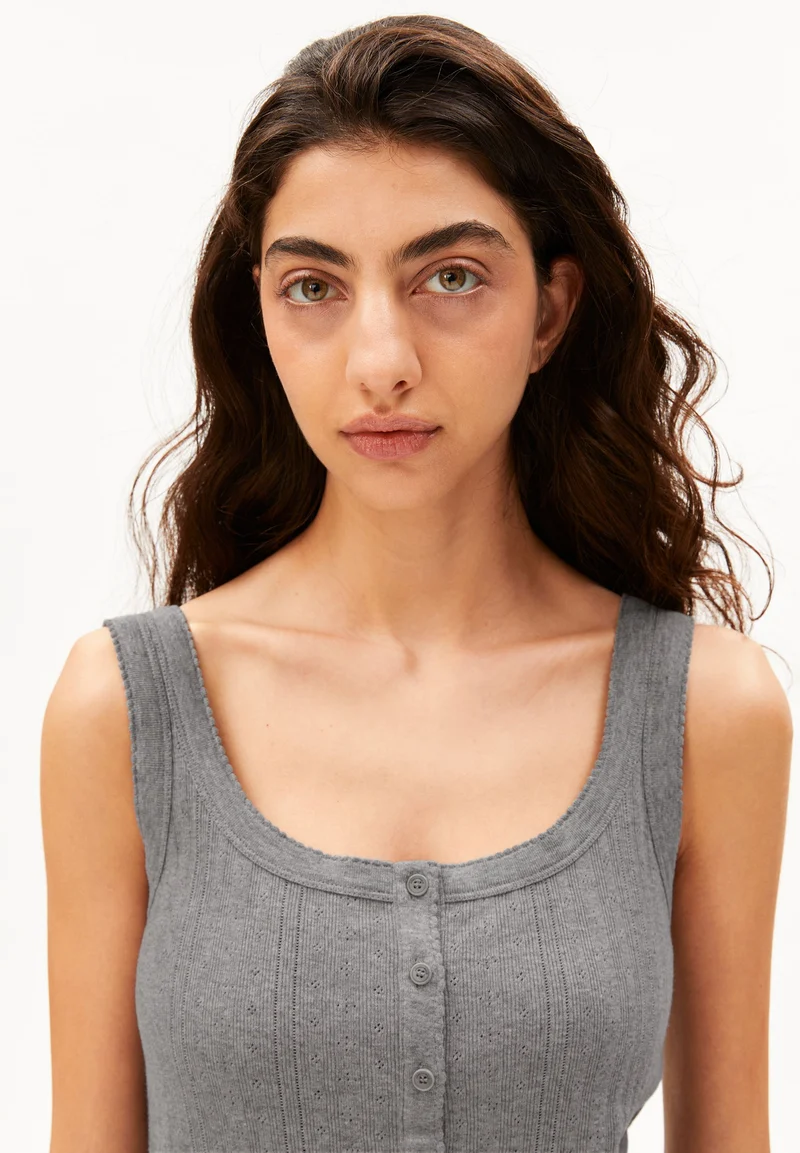 POINTELLE TOP | silver melange