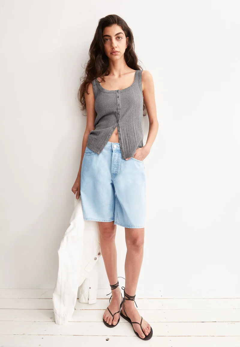 POINTELLE TOP | silver melange