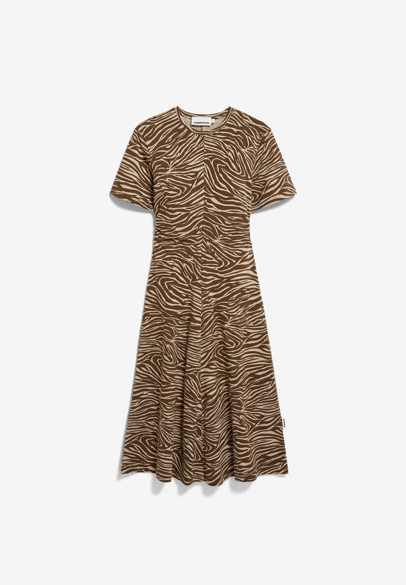 ZEBRA MUSTER JERSEY-MIDI-KLEID | sandstone