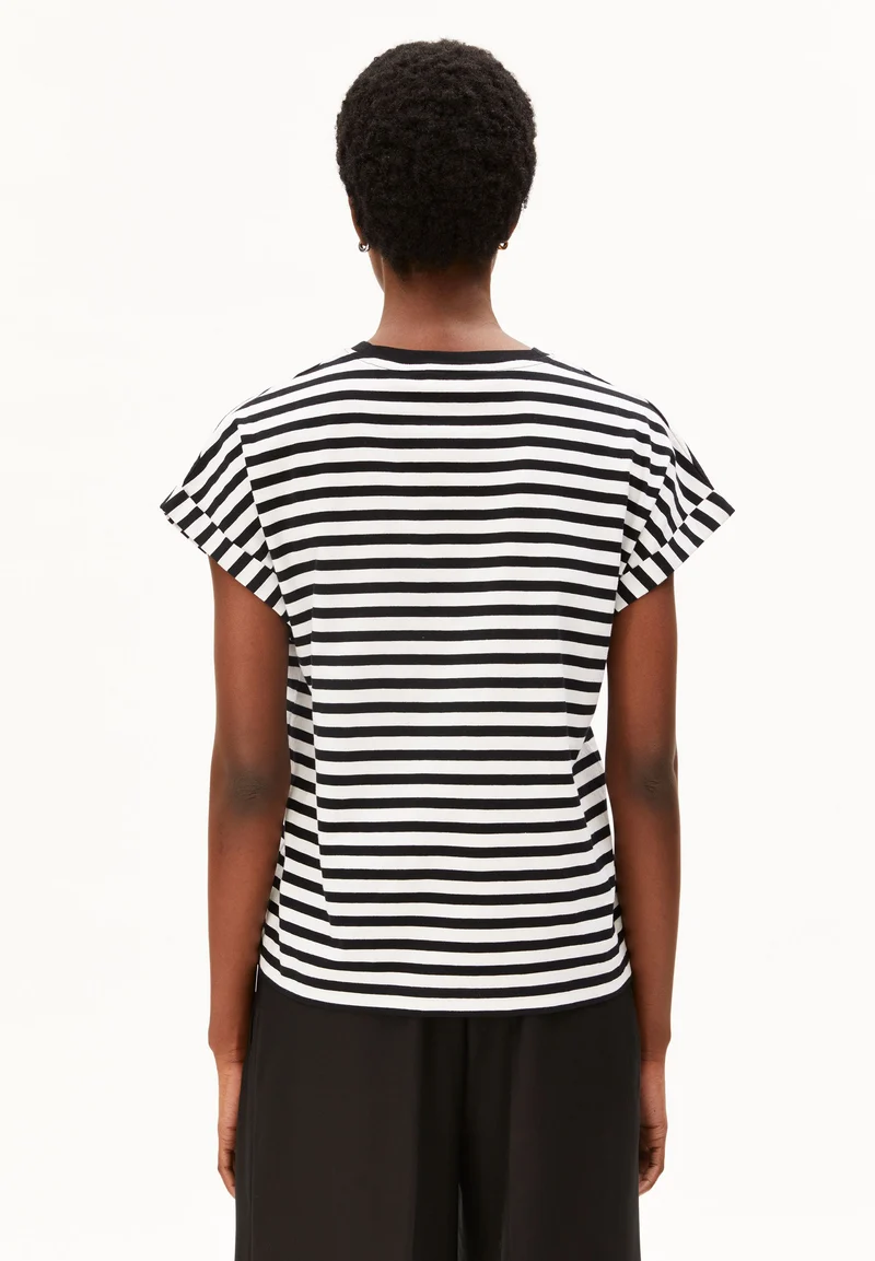 NEUES GESTREIFTES IDAARA T-SHIRT | white-black