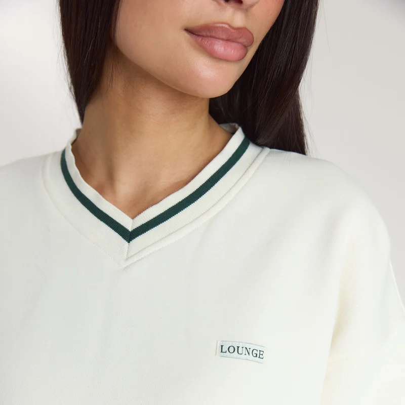 Lounge Living V-Neck Pullover - Crèmefarben