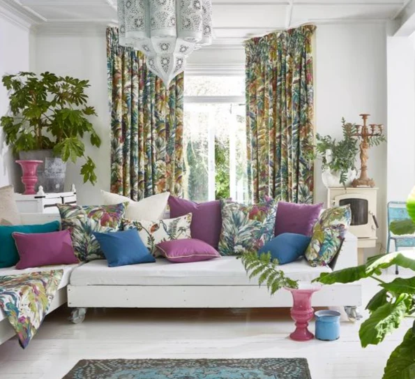 Baumwollstoff Palm - violett