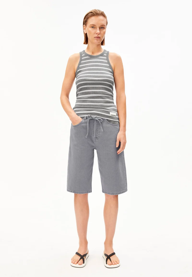 KANITAA GESTREIFTES TOP | silver melange-white