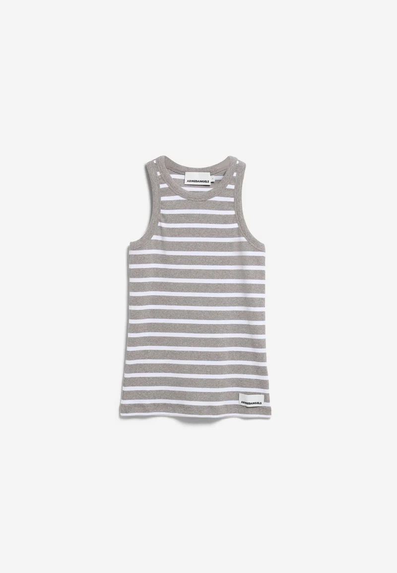KANITAA GESTREIFTES TOP | silver melange-white