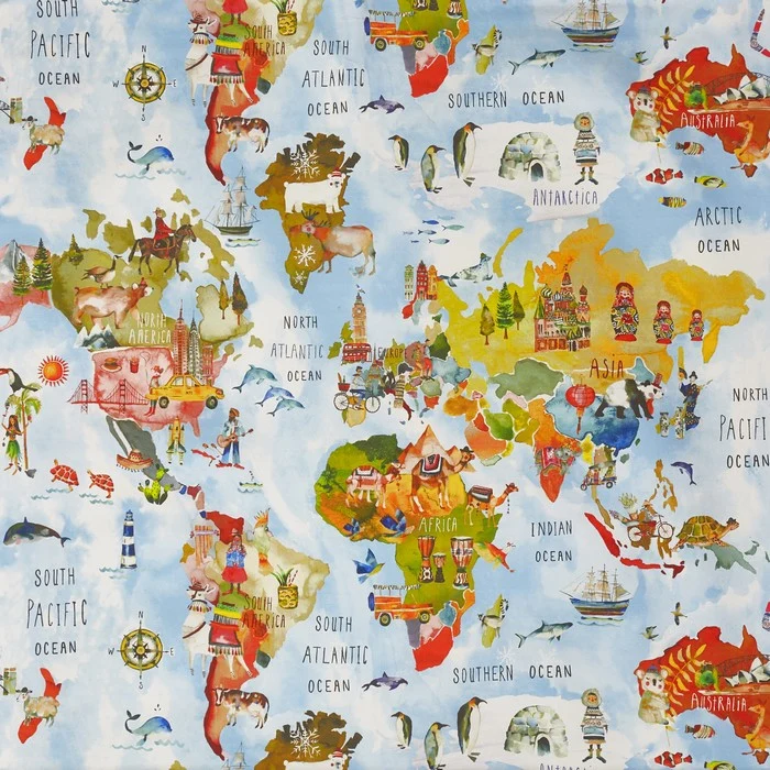 Baumwollstoff Meine Welt