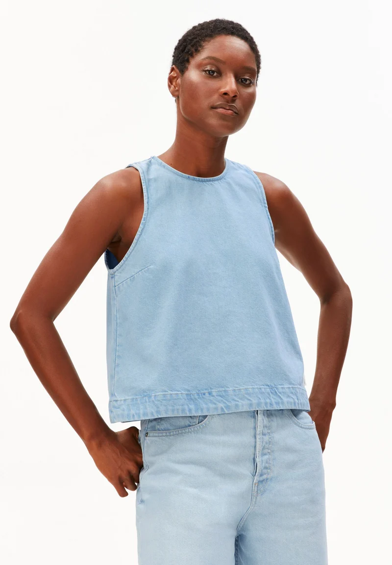 KURZÄRMLIGES JEANS-TOP