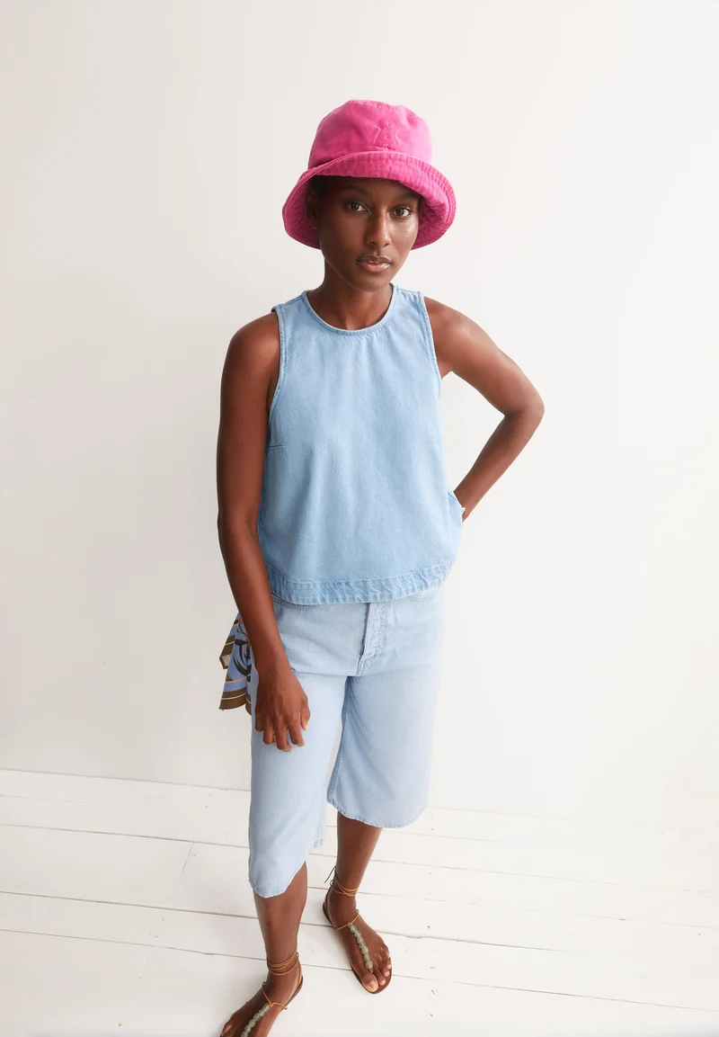KURZÄRMLIGES JEANS-TOP | barrea
