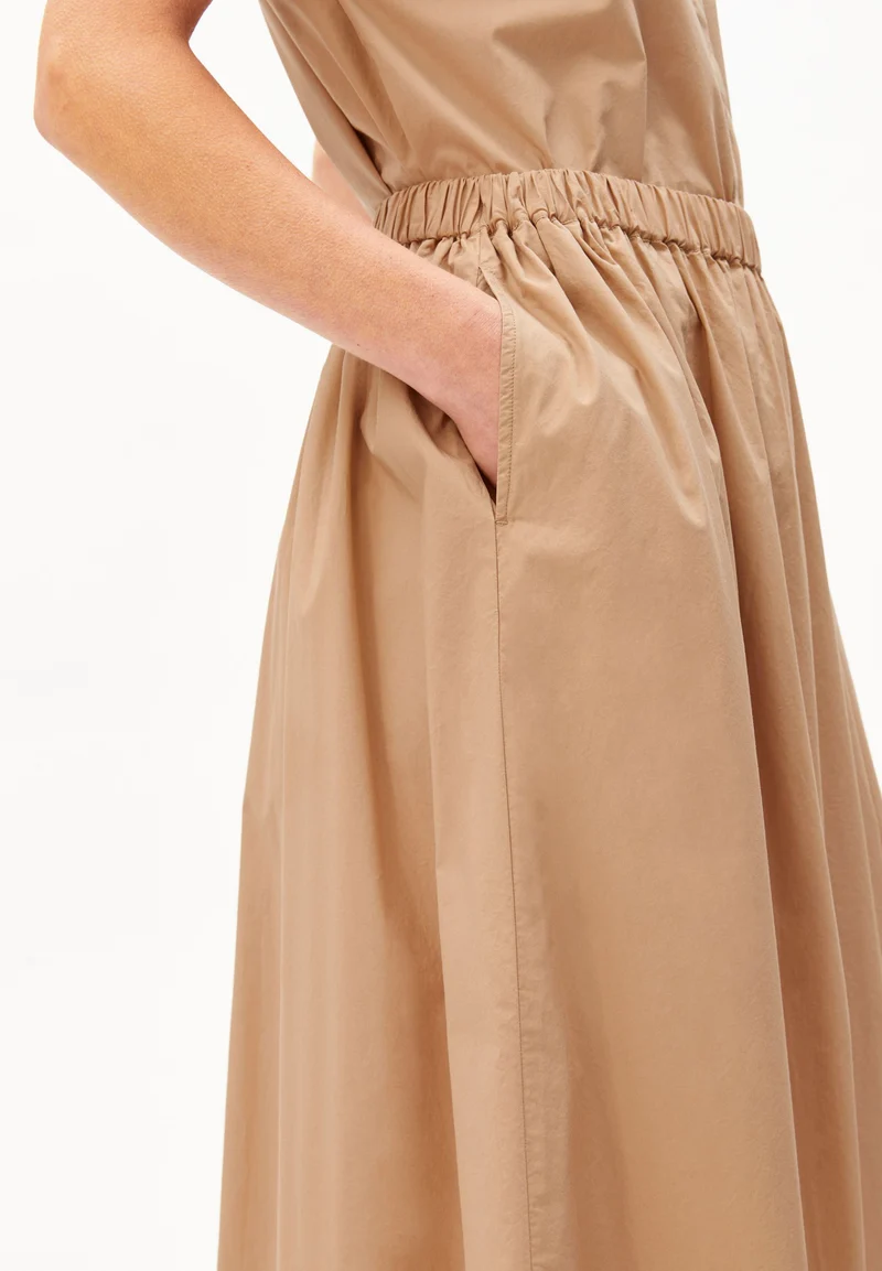 POPLIN MIDI-ROCK A-LINIE | true camel