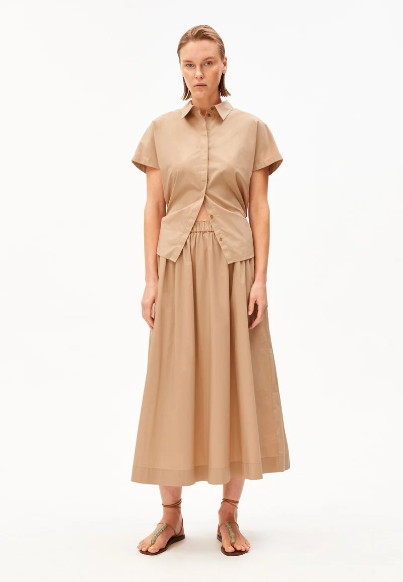 POPLIN MIDI-ROCK A-LINIE | true camel