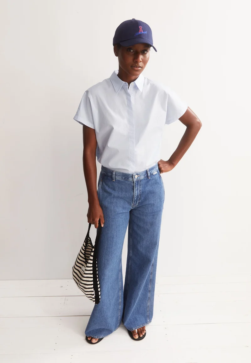 POPLIN LARISAANA BLUSE | morning sky