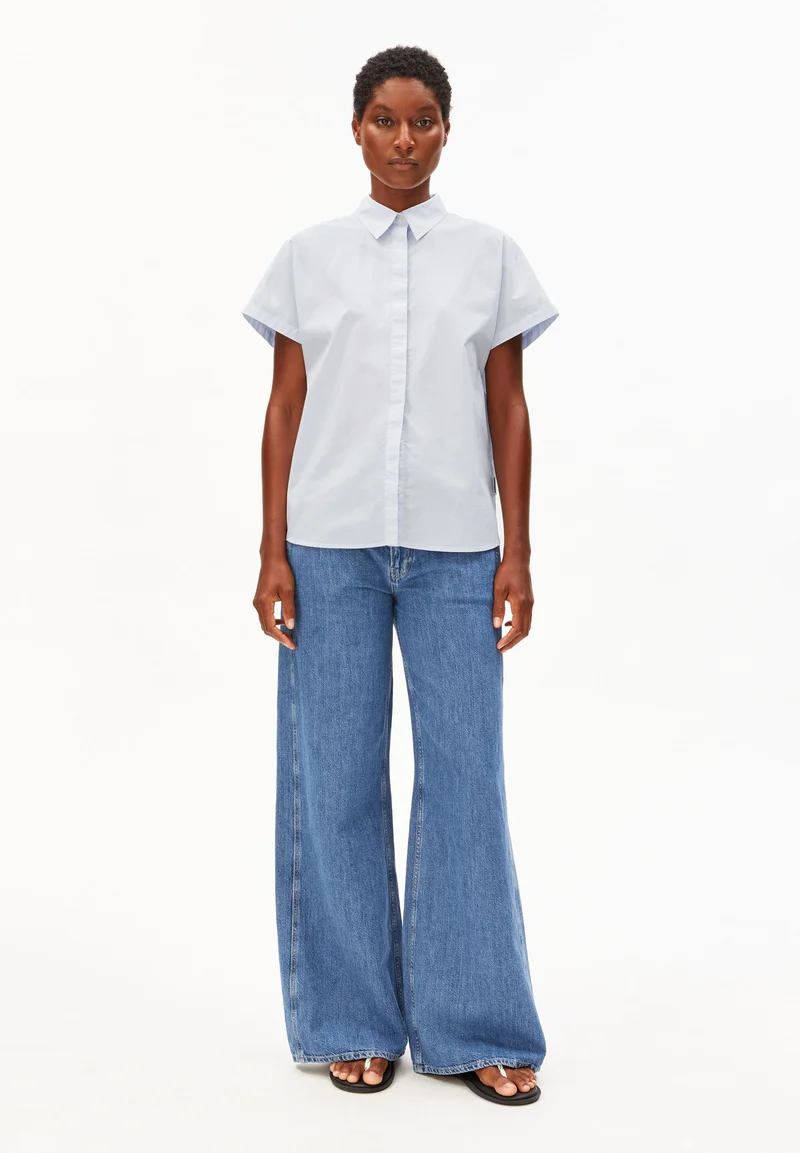 POPLIN LARISAANA BLUSE | morning sky