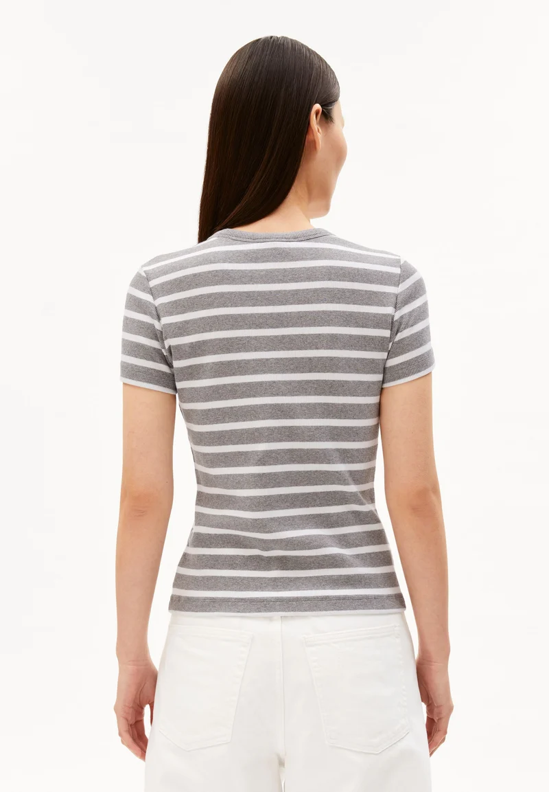 KARDAA GESTREIFTES RIPP-T-SHIRT | silver melange-white
