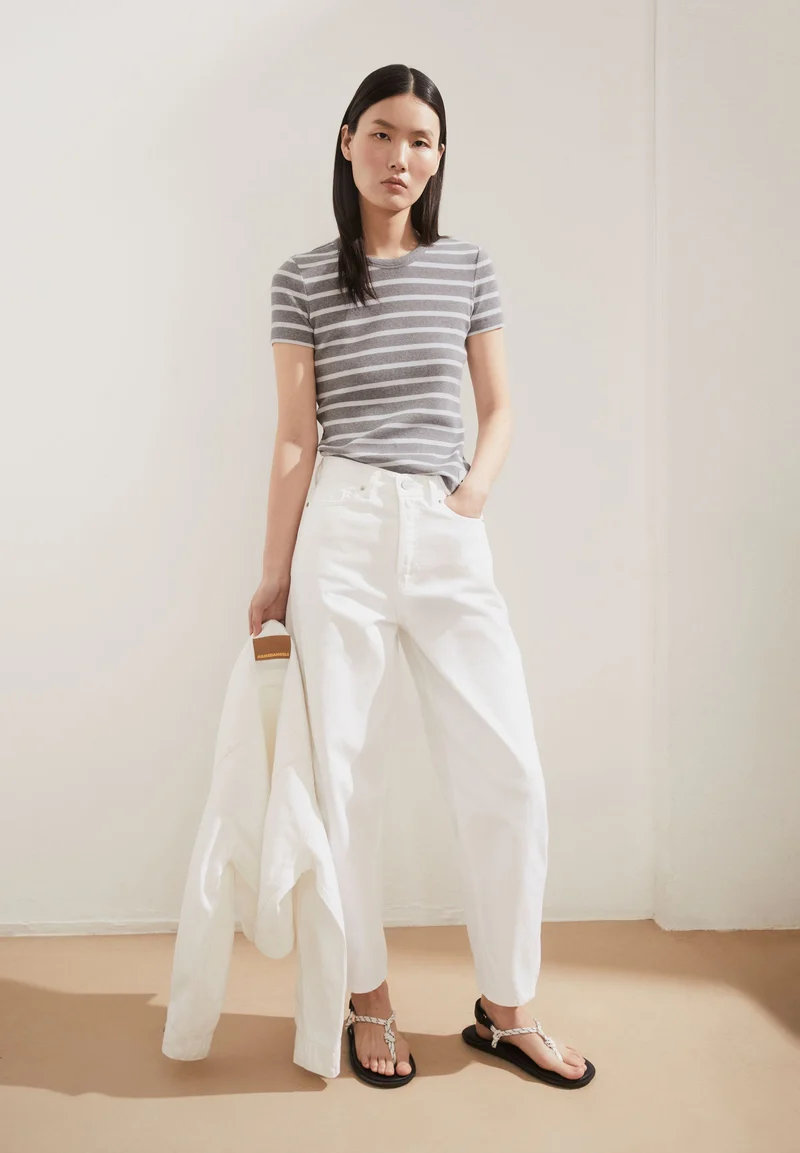 KARDAA GESTREIFTES RIPP-T-SHIRT | silver melange-white