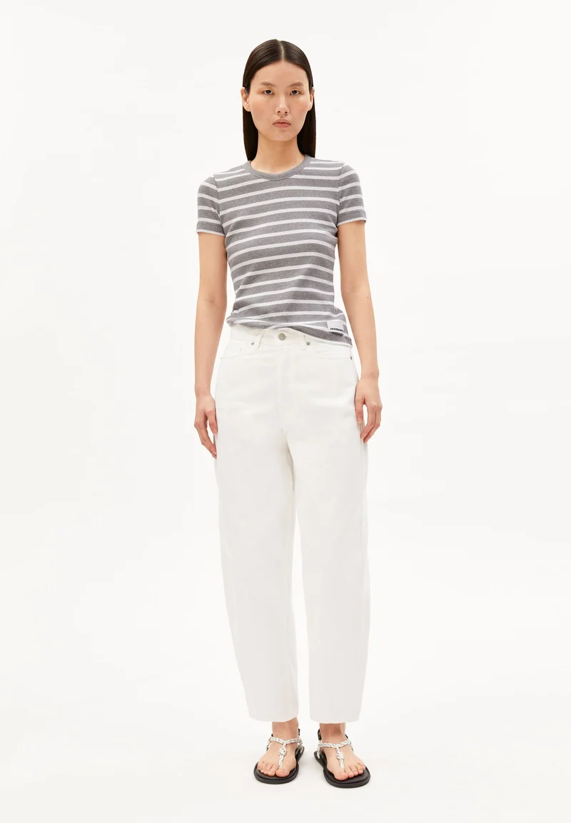 KARDAA GESTREIFTES RIPP-T-SHIRT | silver melange-white