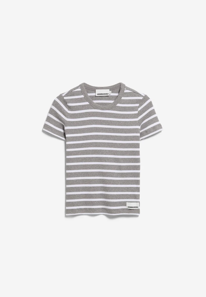 KARDAA GESTREIFTES RIPP-T-SHIRT | silver melange-white