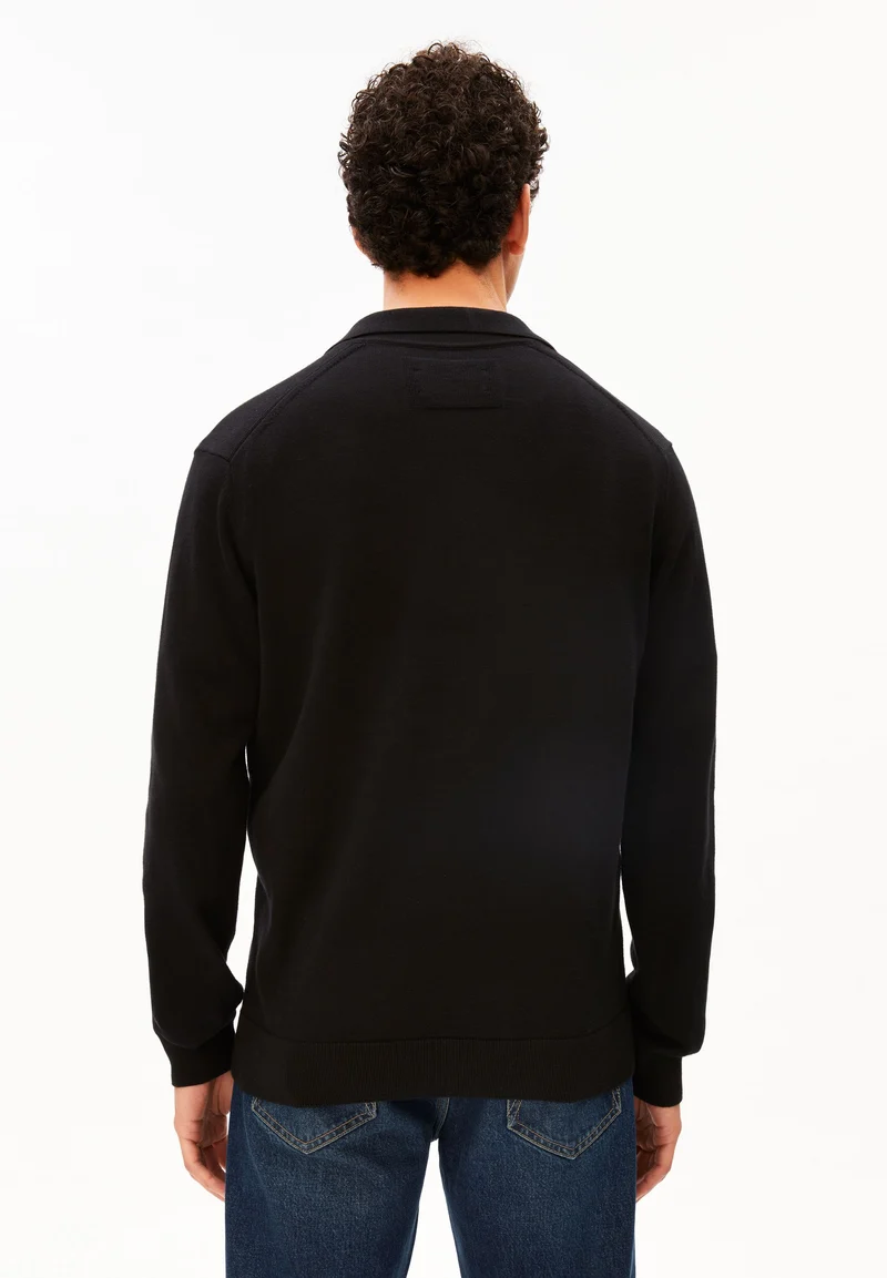 STRICK-POLOLANGARMSHIRT | black