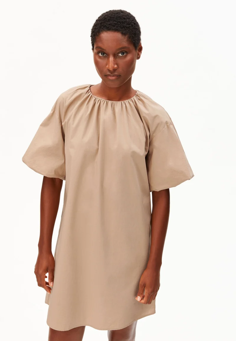 POPLIN BALLON-MINI-KLEID | true camel