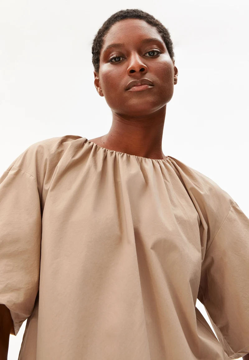 POPLIN BALLON-MINI-KLEID | true camel