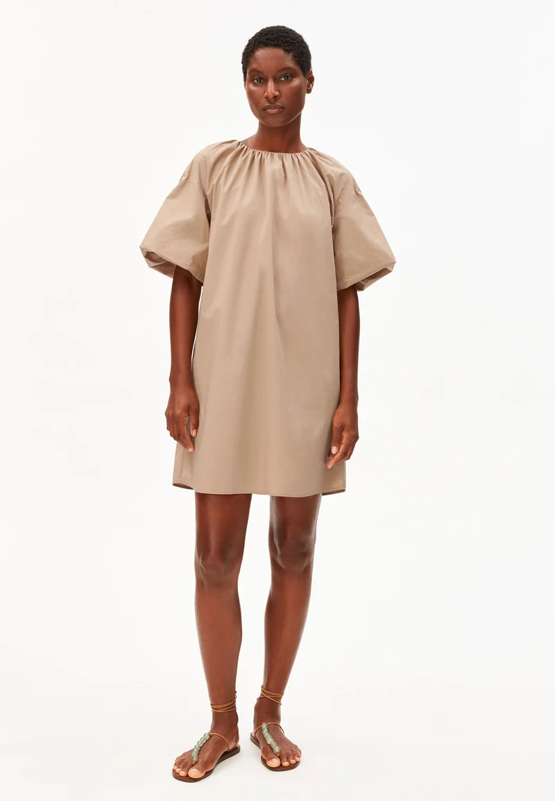 POPLIN BALLON-MINI-KLEID | true camel