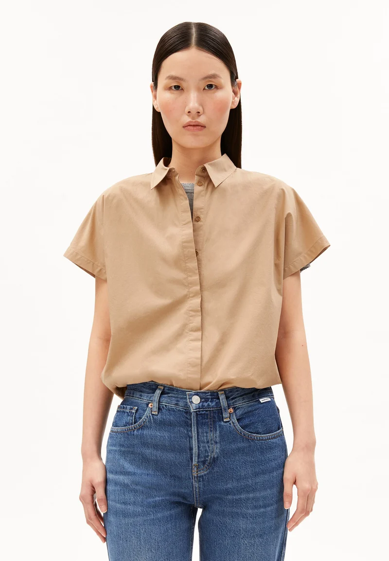 POPLIN LARISAANA BLUSE | true camel