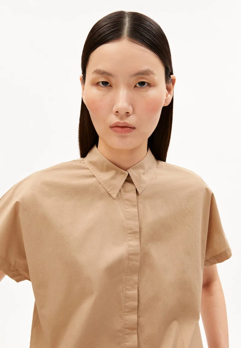 POPLIN LARISAANA BLUSE | true camel