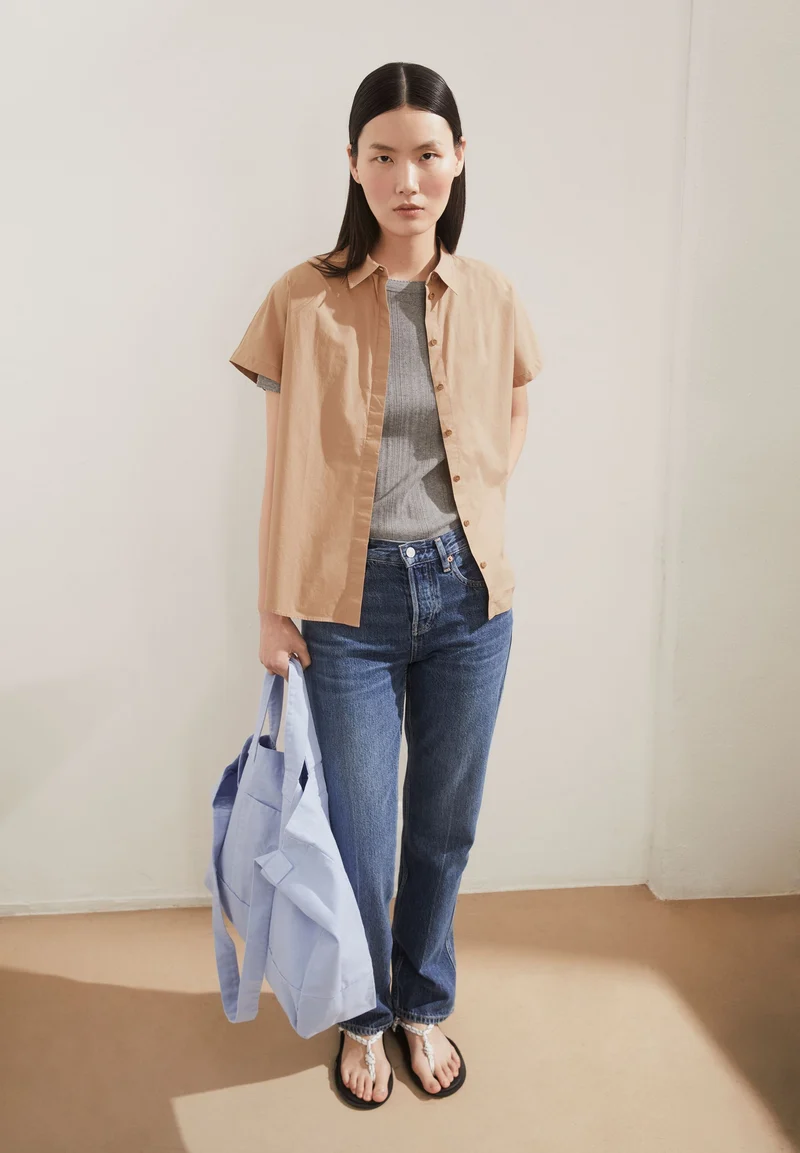 POPLIN LARISAANA BLUSE | true camel